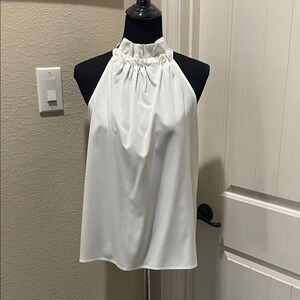 Women's White Halter Neck Sleeveless Top